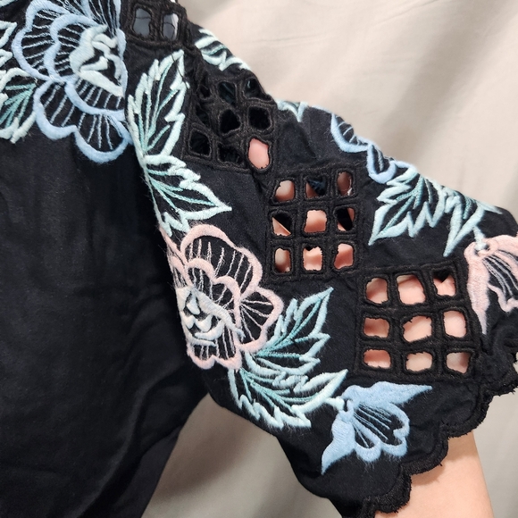 Bali Emerald Vintage 70s Floral Embroidered Whimsigoth Top and Skirt Set - Picture 10 of 13